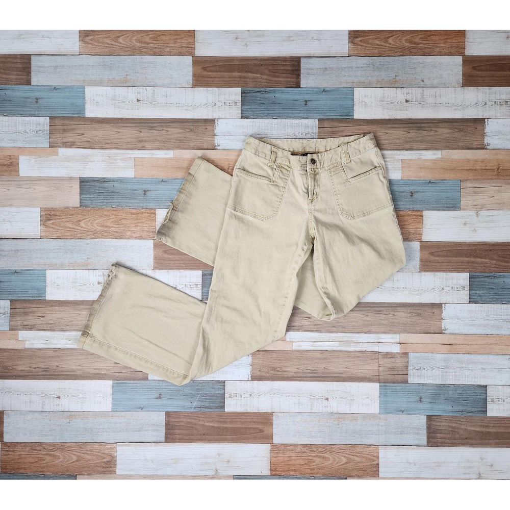 Tracy Evans Tan Khaki Wide Leg Cargo Pants Y2K Utility Mid Rise Size 5